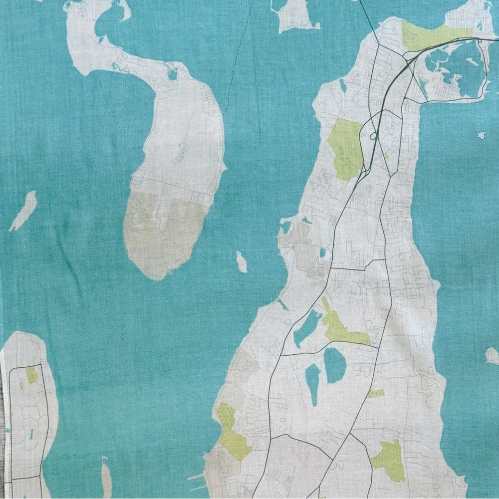 NEW with TAGS Elegant Wrap with map of Aquidneck Island, Newport Rhode Island